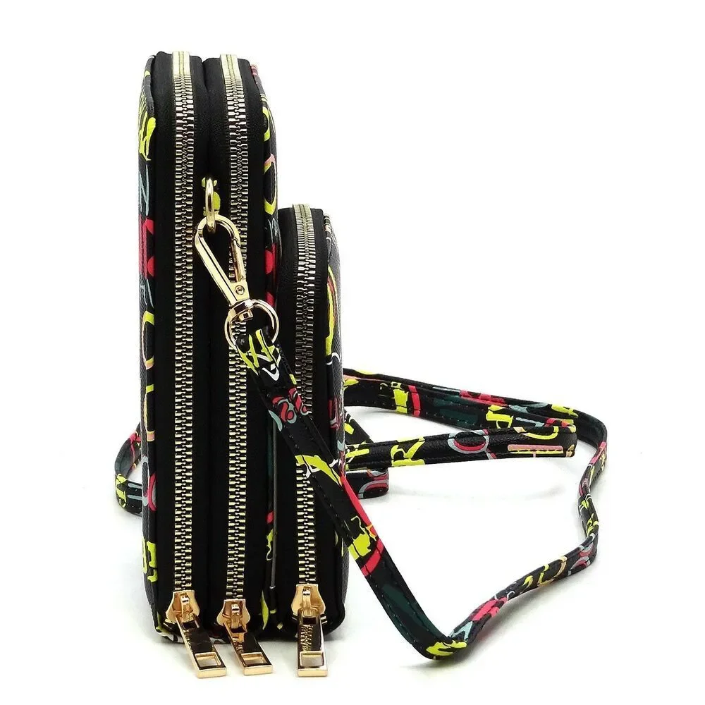 Graffiti Print Cell Phone Purse Crossbody Bag